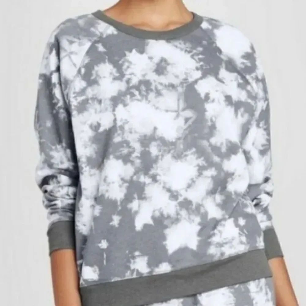 Grayson Threads L Womens Gray White Tie dye Long Sleeve Crewneck Sweatshirt M